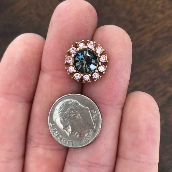 Crystal Glimmer Circle Stud Earrings - Picture 3 of 8